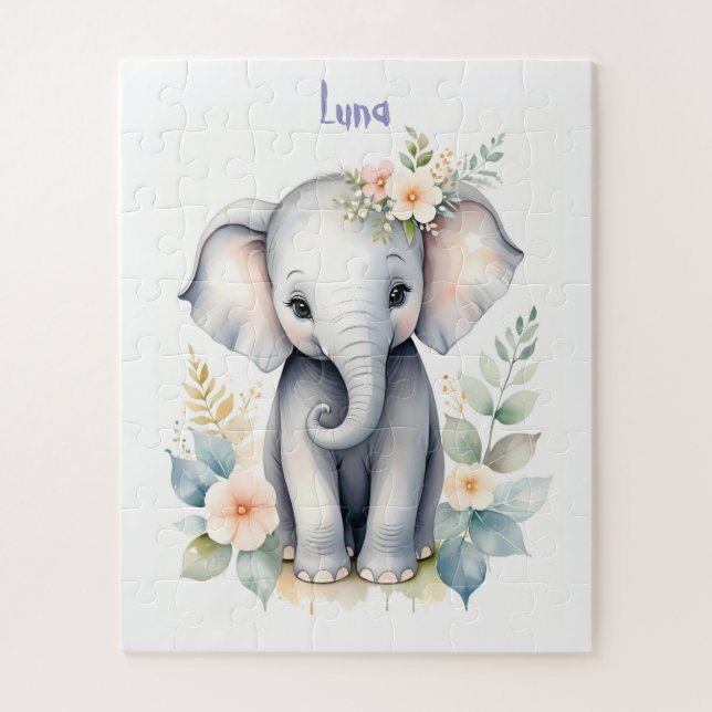 Blooming Baby Elephant Jigsaw Puzzle (Vertical)