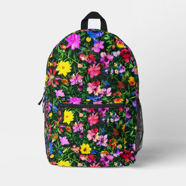 Blooming Backroads: Vibrant Floral Backpack (Front)