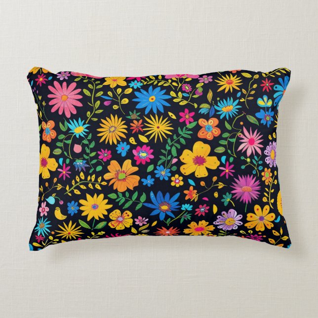 Blooming Beautiful design Accent Pillow (Front)