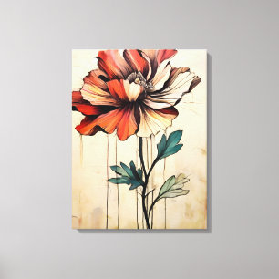 Blooming Beauty: A Red and White Flower Canvas Print