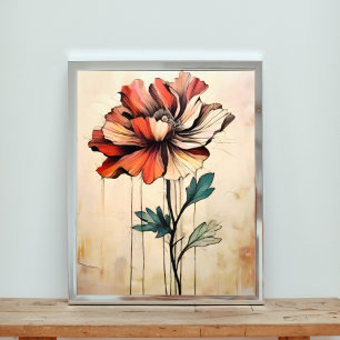 Blooming Beauty: A Red and White Flower Photo Print