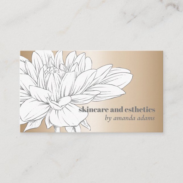 Blooming Beauty | Gold Flower Skincare aestheticia Business Card (Front)
