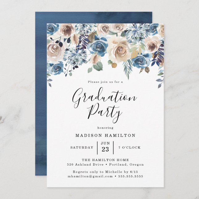 Blooming Beauty | Graduation Party Invitation (Front/Back)