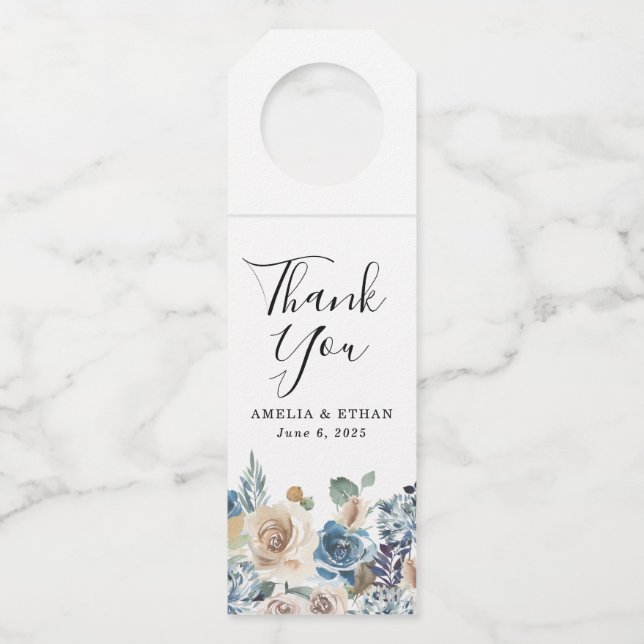 Blooming Beauty | Personalised Wedding Bottle Tag (Front)