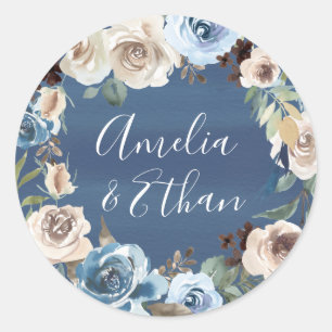 Blooming Beauty   Personalised Wedding Classic Round Sticker