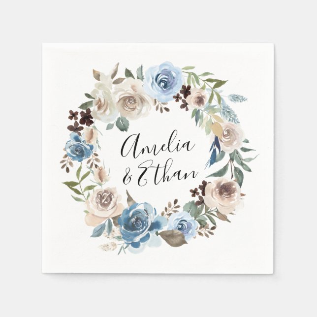 Blooming Beauty | Personalised Wedding Napkin (Front)