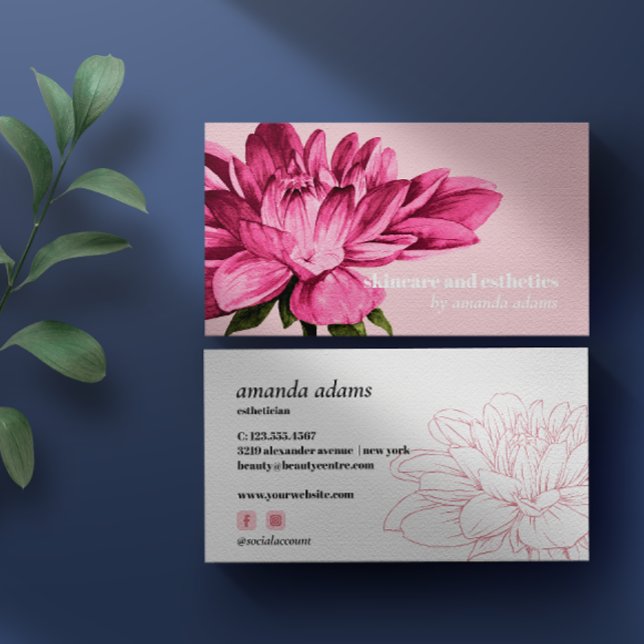 Blooming Beauty | Watercolor Skincare aesthetician Business Card (Creator Uploaded)