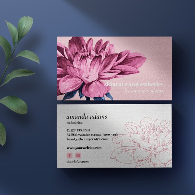 Blooming Beauty | Watercolor Skincare aesthetician Business Card (Creator Uploaded)
