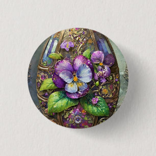 Blooming Birds Foot Violets Wildflowers Easter Egg 3 Cm Round Badge