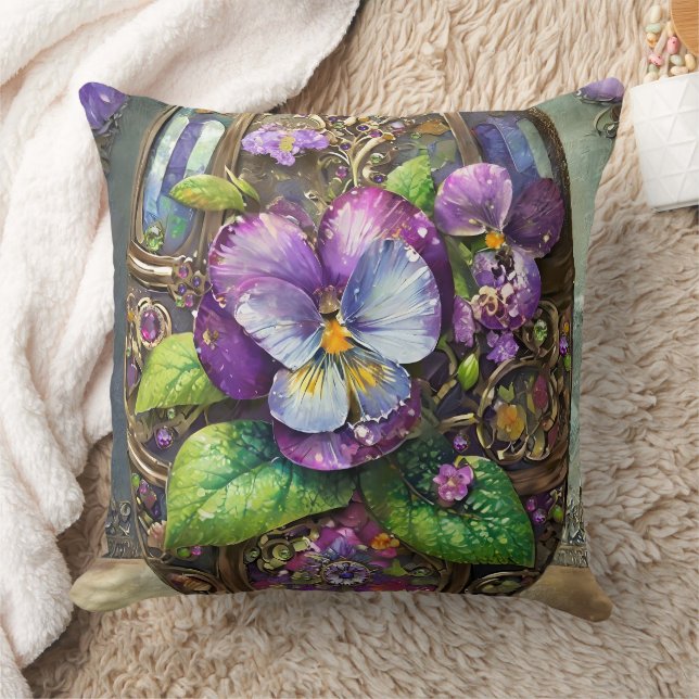 Blooming Birds Foot Violets Wildflowers Easter Egg Cushion (Blanket)