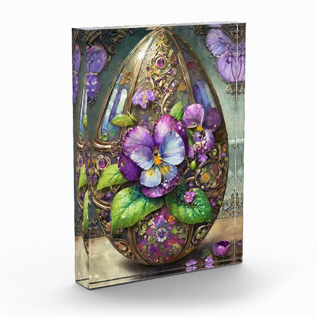 Blooming Birds Foot Violets Wildflowers Easter Egg Photo Block (Left)