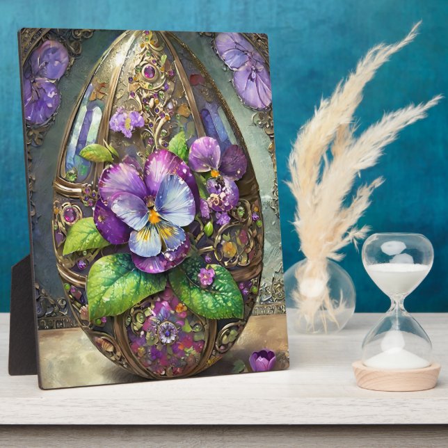 Blooming Birds Foot Violets Wildflowers Easter Egg Plaque (Side)