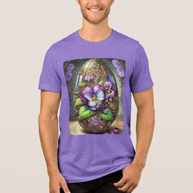 Blooming Birds Foot Violets Wildflowers Easter Egg Tri-Blend Shirt (Front)
