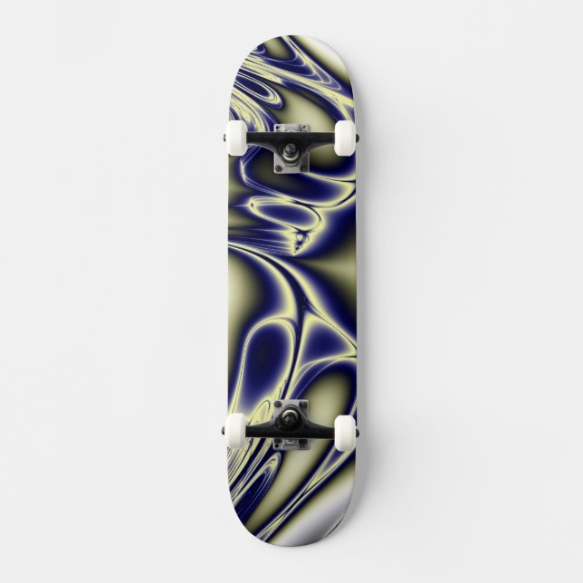 Blooming Blue Fractal Skateboard (Front)