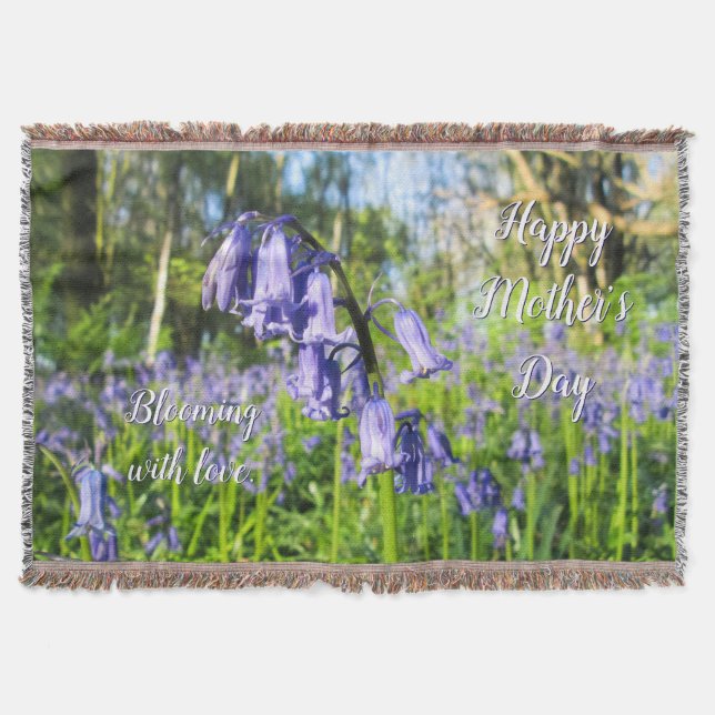 Blooming Bluebells - Personalised Mother's Day Throw Blanket (Front)