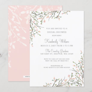Blooming Blush Floral Wedding Bridal Shower Invitation
