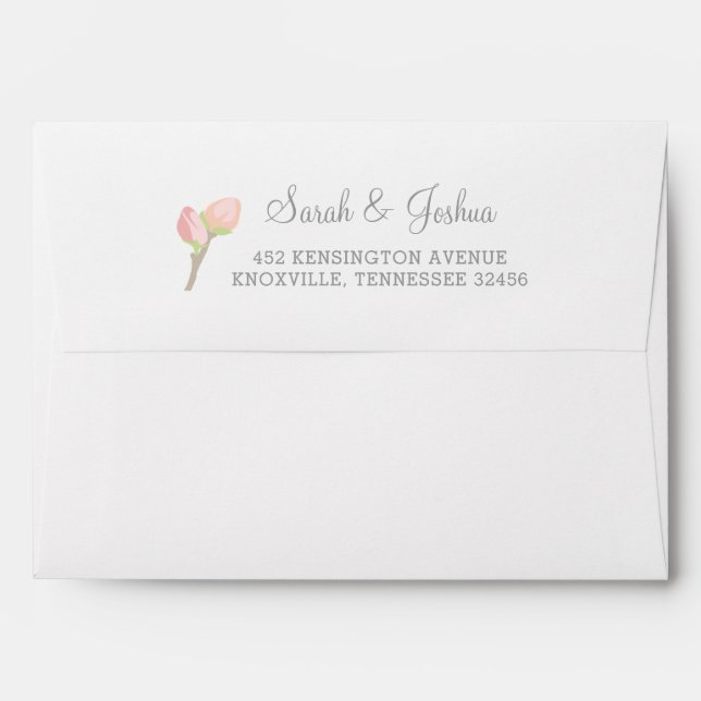 Blooming Blush Floral Wedding Envelopes (Back (Top Flap))
