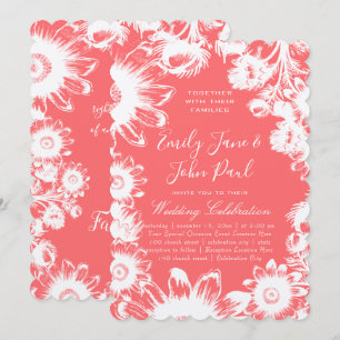 Blooming Blush Peach Floral Wedding Invitations