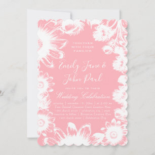 Blooming Blush Pink Floral Wedding Invitations