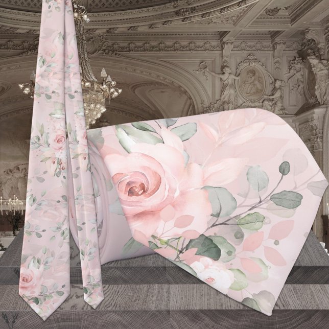 Blooming Blush Pink Secret Garden Floral Wedding Tie (Creator Uploaded)