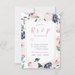 Blooming botanical blush floral wedding RSVP Card