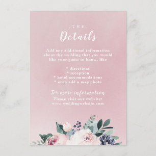 Blooming botanical blush wedding insert card