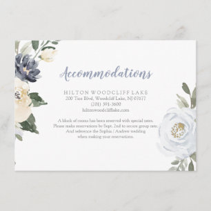 Blooming botanical dusty blue floral accommodation enclosure card