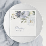 Blooming botanical dusty blue floral bridal shower napkin<br><div class="desc">Romantic watercolor botanical floral and greenery in soft yellow,  dusty blue,  and grey,  great party paper napkins for bridal shower,  modern wedding,  romantic wedding,  and botanical garden wedding.
See all the matching pieces in collection below.</div>