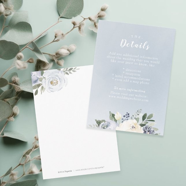 Blooming botanical dusty blue wedding insert card (Blooming botanical dusty blue wedding insert card)