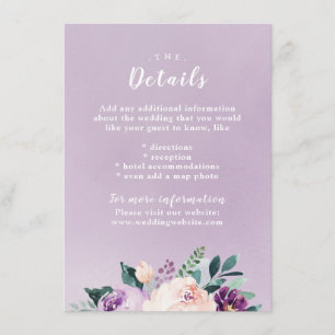 Blooming botanical floral wedding insert card