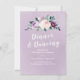 Blooming botanical purple floral reception invitation