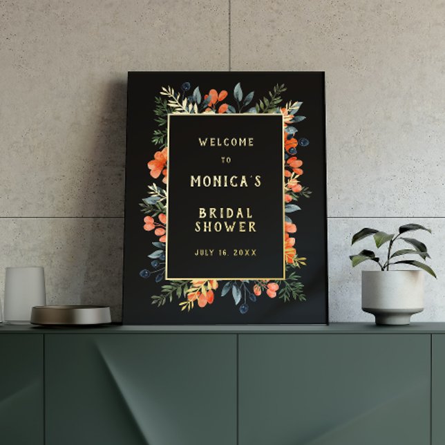 Blooming Botanicals Black and Gold Bridal Shower Foil Prints (Creator Uploaded)
