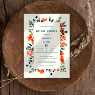 Blooming Botanicals Orange Floral Bridal Shower Invitation