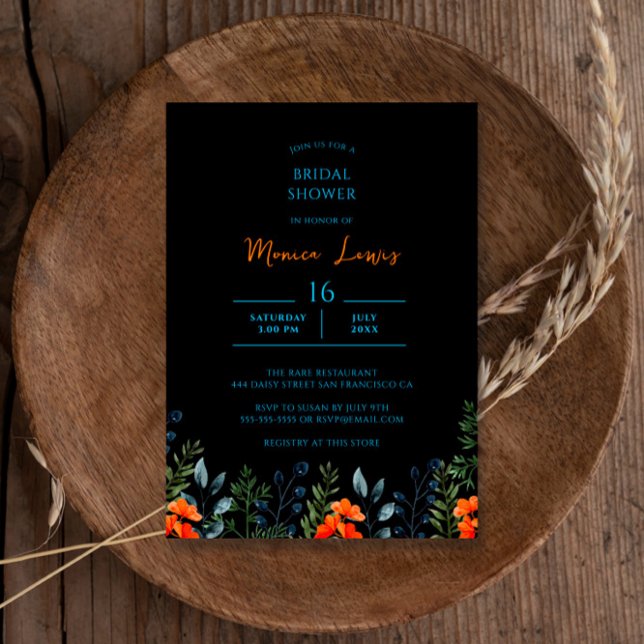 Blooming Botanicals Orange Floral Bridal Shower Invitation (Creator Uploaded)