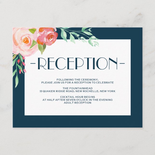 Blooming Botanicals | Wedding Reception Card (Front)