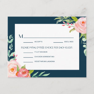 Blooming Botanicals Wedding RSVP Menu Card