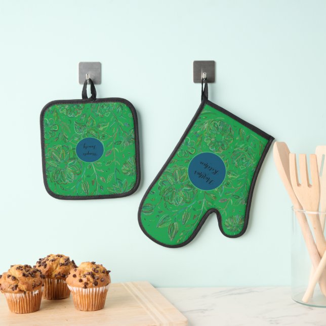 Blooming Bouquet Oven Mitt & Pot Holder Set (Insitu(Hanging))