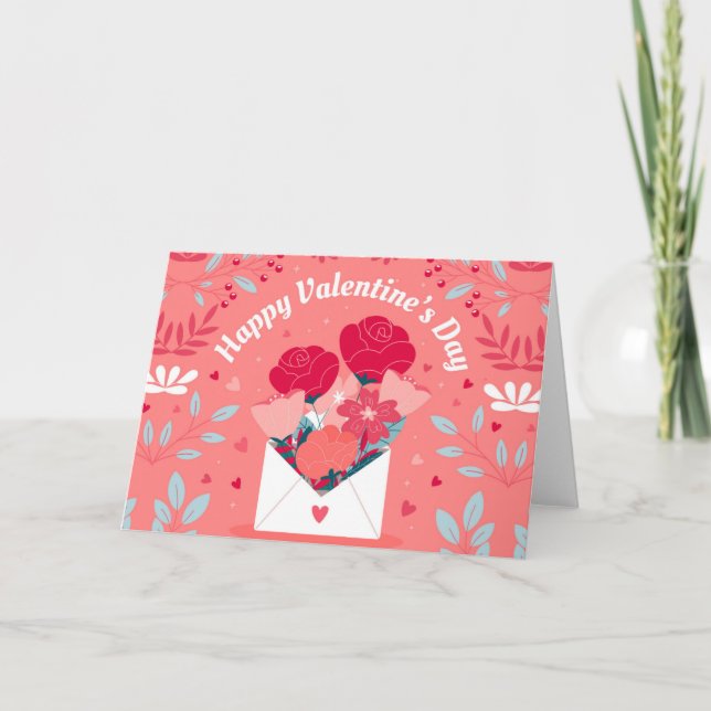 Blooming bouquet Valentine  Thank You Card (Front)