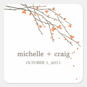 Blooming Branches Favour Stickers - Orange
