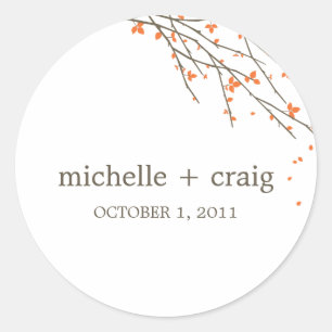 Blooming Branches Favour Stickers - Orange