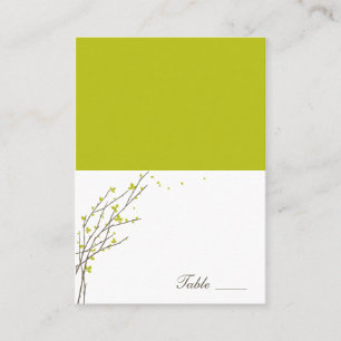 Blooming Branches Folded Place Cards - Lime