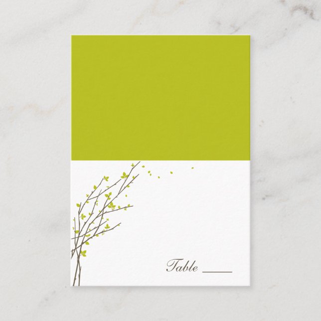 Blooming Branches Folded Place Cards - Lime (Front)