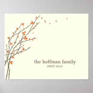 Blooming Branches Personalised Wall Art -Orange-
