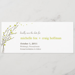 Blooming Branches Save The Date Card - Lime