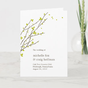 Blooming Branches Wedding Program Card - Lime