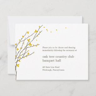 Blooming Branches Wedding Reception Card - Mustard