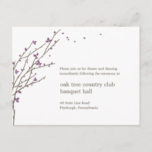 Blooming Branches Wedding Reception Card - Plum