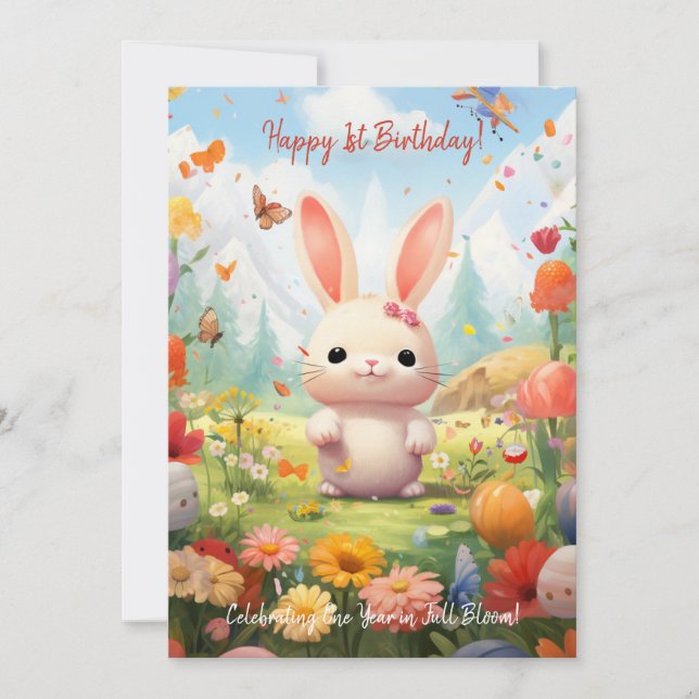 Blooming Bunny's 1st Anniversary Birthday Card (Front)