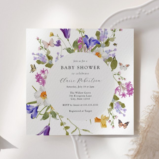 Blooming Butterflies Spring Floral Baby Shower Invitation (Creator Uploaded)