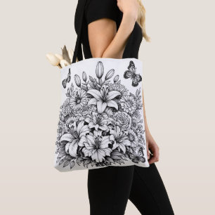 Blooming Butterfly Colouring  Tote Bag